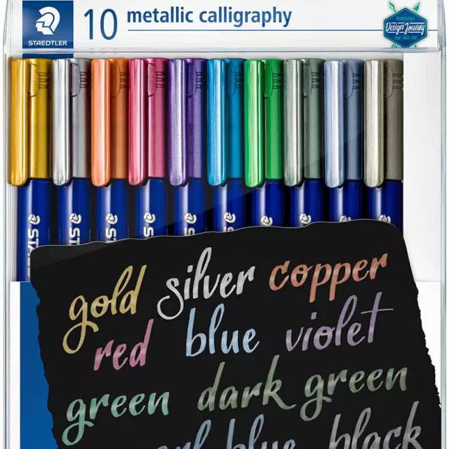 STAEDTLER Metallic Calligraphy Markers - Assorted Colours (Wallet of 10) - NEW