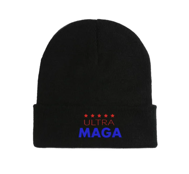 Ultra Maga Biden Trump Saying Embroidered Beanie Hat Cap Winter Fall Warm