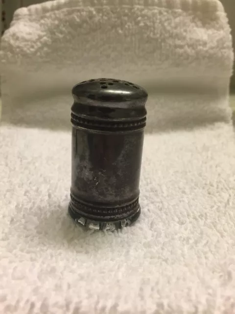 Vintage Salt or Pepper Shaker Miniature EPNS -  Crystal Base