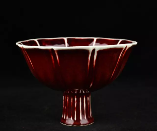 Old Chinese wine Red glaze Porcelain antique Porcelain ancient bowl