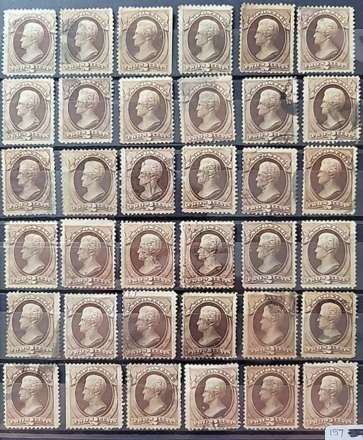 1873 US 1 Random 2 Cent Jackson Stamp Used,  SC#157 (CV $25)