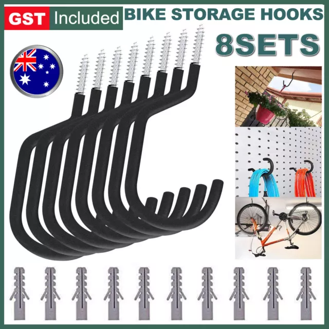 8Sets Garage Storage Rack Bike Bicycle Hook Hanger Hook Mount Stand Wall Mounted