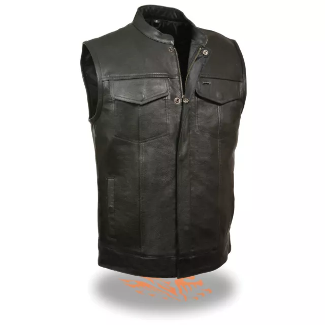 Milwaukee Leather SOA Mens Club Bike Vest w/ 2 Gun Pockets Snap & Zipper LKM3710
