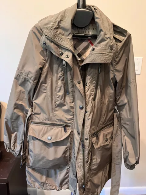 women's burberry brit army green jacket