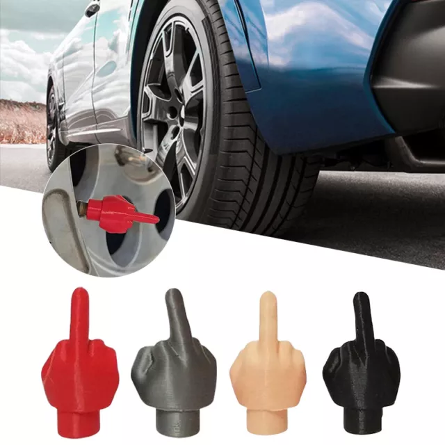 Middle Finger Valve Stem Cap Funny Prank Tire Dust Caps for Car and Bicycle