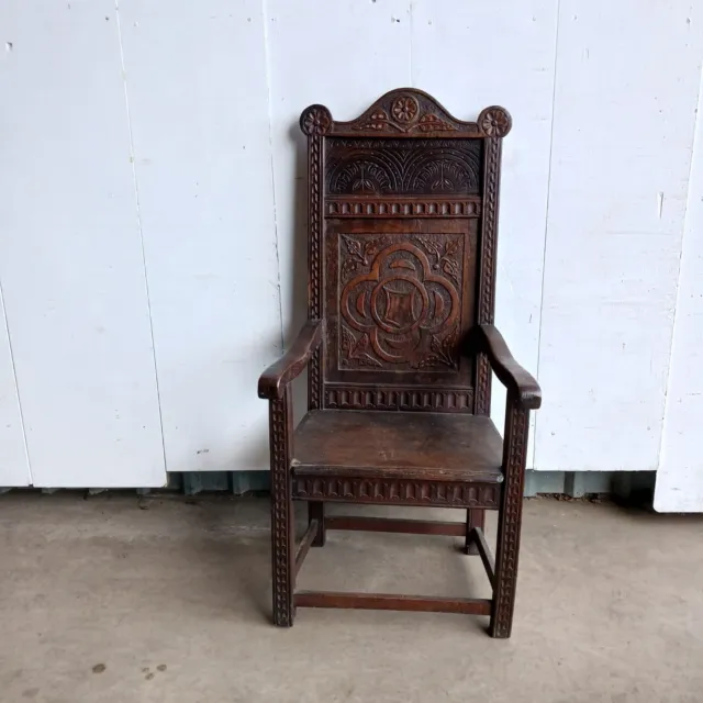19th century carved oak armchair