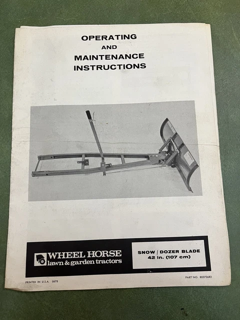 Wheel horse hotsell snow plow manual