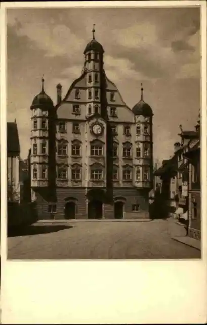 MEMMINGEN Strassen Partie am Rathaus alter Heimatbeleg Postkarten Format ~1940