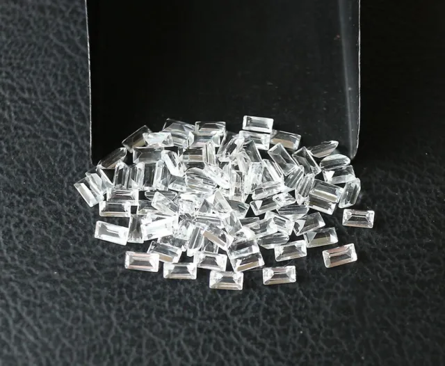 100% NATURAL WHITE TOPAZ 2x4 MM BAGUETTE CUT FACETED LOOSE AAA GEMSTONE LOT