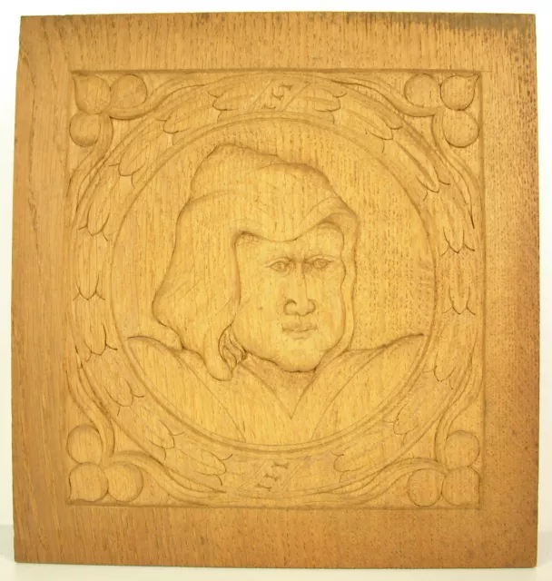 Profil de femme coiffée Bas-relief en bois sculpté carved wooden panel 30cm