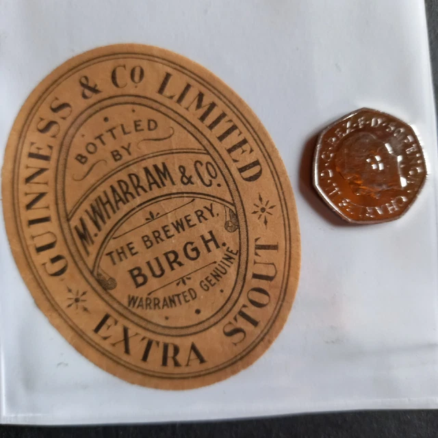 Guinness Extra Stout Bottle Label,  M.wharram The Brewery Burgh