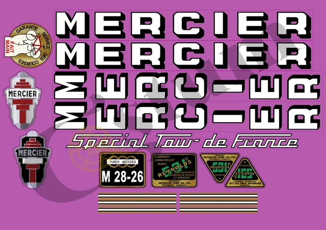 Autocollants Déco Vélo Mercier – Stickers Pour Cadre De Bicyclette, Lot