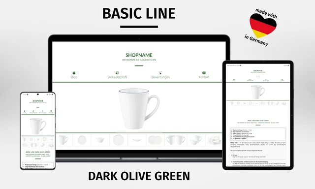 EBAYVORLAGE Template Responsive Auktionsvorlage BASIC LINE DARK OLIVE GREEN