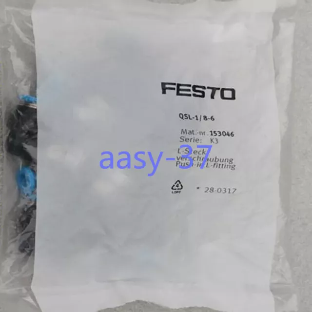 5 PCS NEW QSL-1/8-6 153046 For FESTO L-type push-in threaded joint