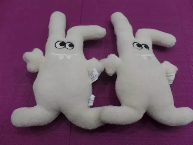 B8G / lot de 2 doudous peluches lapin blanc TISSEA