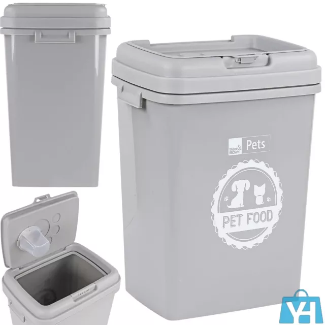 40L Grey Pet Dog Cat Animal Dry Food Storage Container Box Wild Bird Seeds Bin