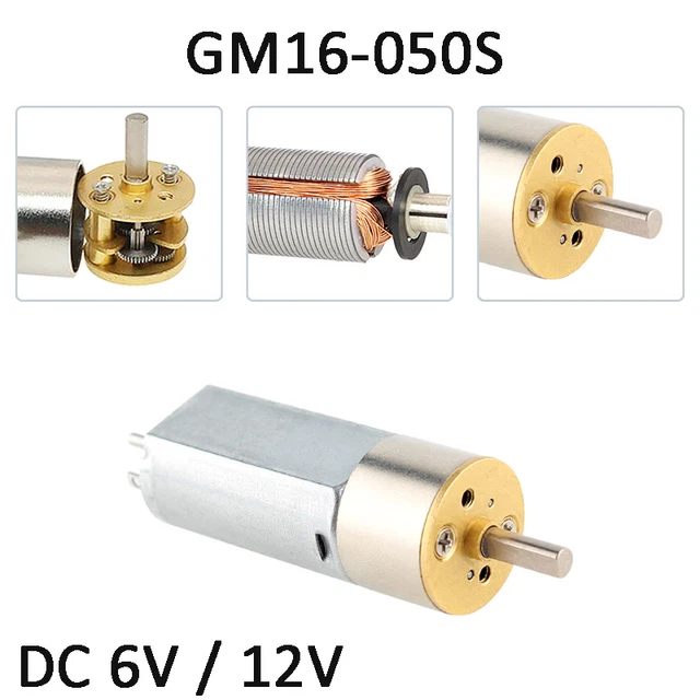 Permanent Magnet Gearmotor GM16-050S Reversible DC 6V / 12V Double Output Shaft
