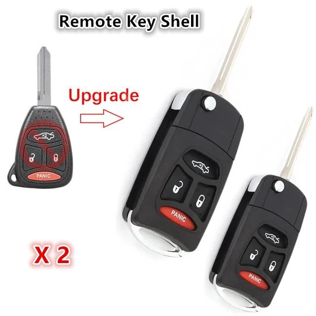 2XFlip Remote Key Fob Case Shell For 2005-2007 Jeep Grand Cherokee Chrysler 300