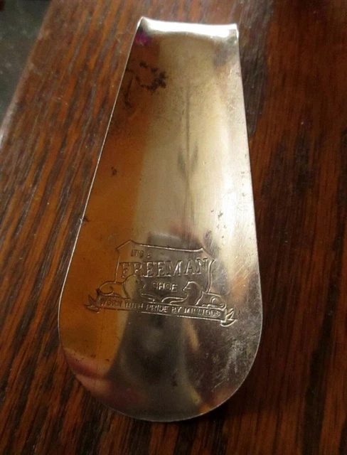Vintage FREEMAN SHOE LION LOGO Metal Advertising SHOE HORN