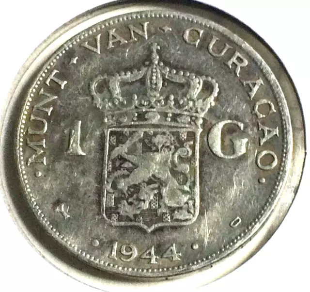 1944 Ww2 Netherlands 1 Gulden World Silver Coin .720 - Queen Wilhelmina (777)