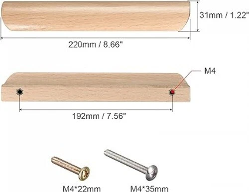 Maniglie Per Cassetti In Legno Faggio - Set 10pz Con Viti, Foro 128mm - Foto 11
