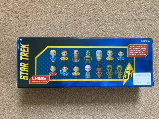 STAR TREK 50th Chibis Complete set of 12 + 2 Special Edition GOLD Kirk and Spock 2