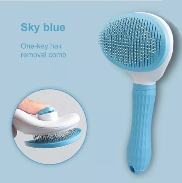 Pet Hair Remover Dog Cat Comb Grooming Massage Deshedding Self Cleaning Brush 3