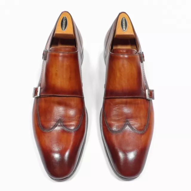 Magnanni 'Silvio' Cuero Calfskin Leather Monk Strap Wingtip Dress Shoes - 13 D