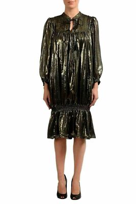Cavalli Just Cavalli Donna Nero Scollo A V senza Maniche Guaina Abito USA S It 40 