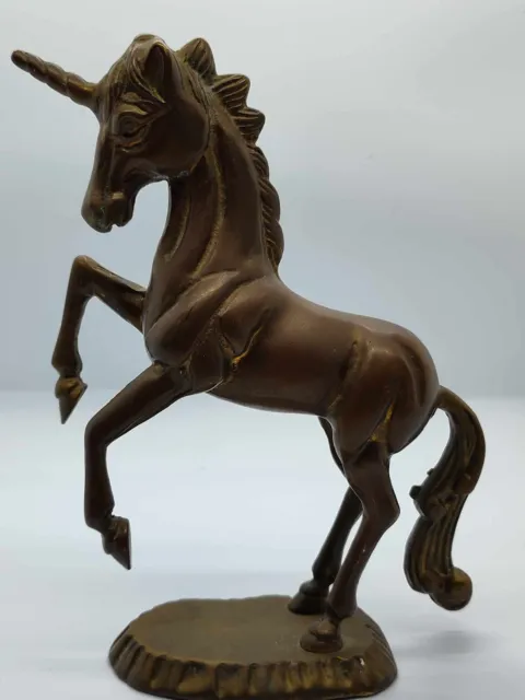 Vintage Heavy SOLID BRASS Unicorn, Horse Statue / Figure Excellent Cond