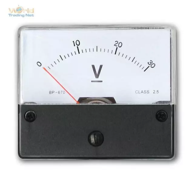 Einbau-Messinstrument Drehspulinstrument analog Voltmeter 0 - 30V DC Anzeige