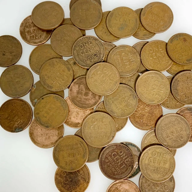 1940s 1950s 10 Rolls One Cent Lincoln Wheat Wheaties Coins Pennies Lot 4