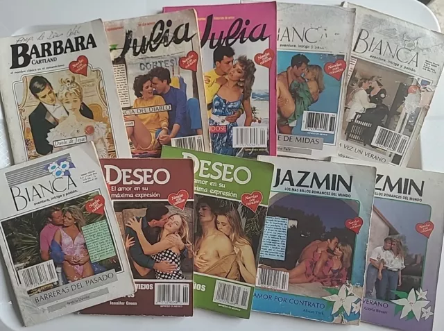 LOTE 10 NOVELAS ROMANCE ADULTO Español BARBARA JULIA DESEO JAZMIN VINTAGE 1990s