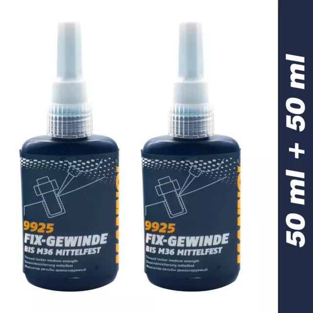 2X 50 ml Schraubensicherung MANNOL 9925 Fix-Gewinde bis M36 Mittelfest