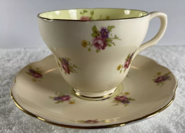 Vintage EB Foley 1850 Bone China Floral Tea Cup & Saucer Made in England 3113