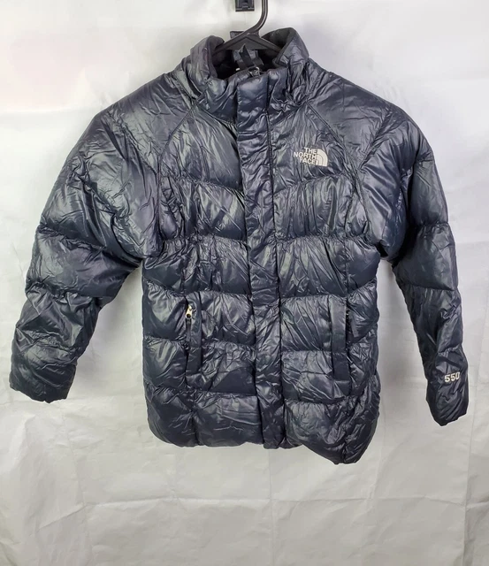 The North Face 550 Puffer Jacket Black Full Zip Girls Size Small 7/8