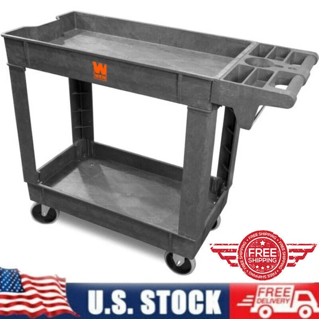 2-Shelf Service Utility Cart Tool Storage Shop Garage Rolling Truck 500lbs Gray
