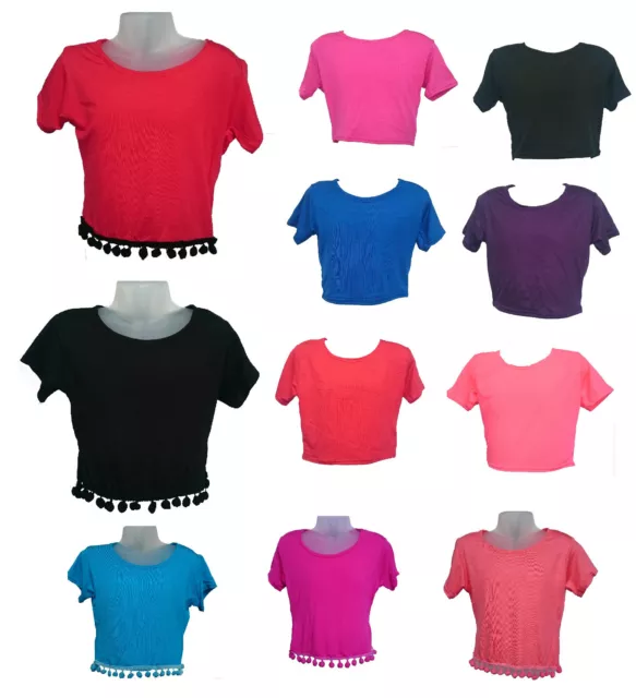 Top crop top dance bambina manica corta con cappuccio corta estate 7 8 9 10 11 12 13 anni