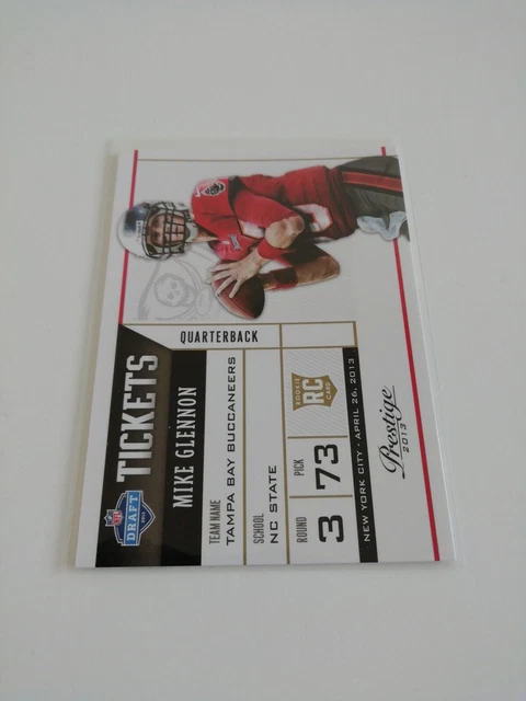 Mike Glennon Tampa Bay Buccaneers 2013 Prestige Draft Tickets #9 Rookie NFL...