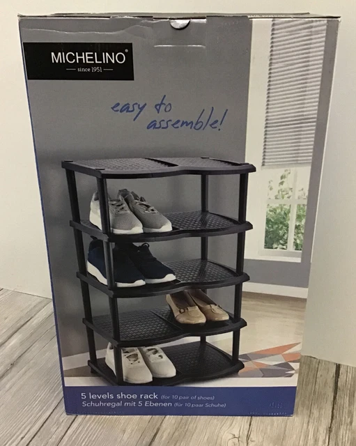 Michelino Schuhregal Regal mit 5 Ebenen für 10 Paar Schuhe 47 x 29 x 80 cm