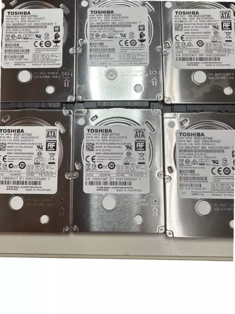 (LOT of 10, 20) TOSHIBA 500GB 2.5" 7mm Slim laptop PC HDD MQ01ACF050 100% Health 3