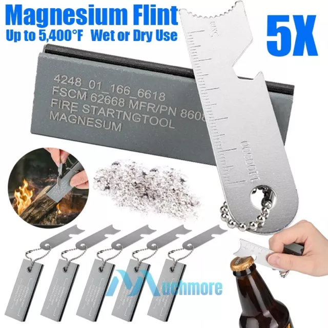 5X Magnesium Rod Flint Fire Starter Camping Hiking Outdoor Survival Multi-Tools