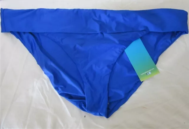 NWOT Luxe By Lisa Vogel Solid Blue SZ 14 Banded Bikini Swim Bottom #108044