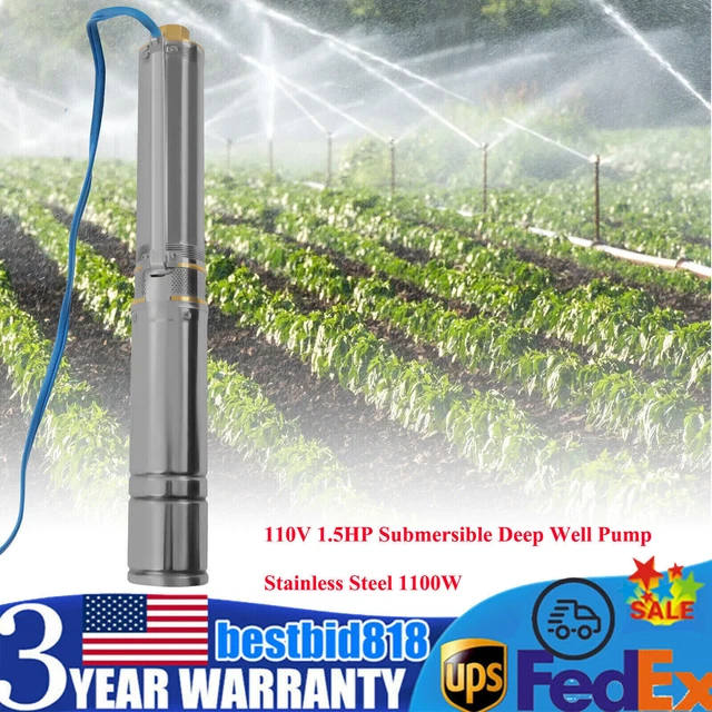110V 1.5HP Submersible Deep Well Pump Water Pump 24GPM Stainless Steel 1100W