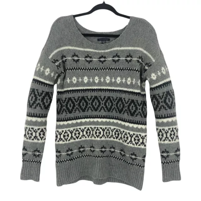 American Eagle Outfitters Womens Size Small Gray Fair Isle Wool Blend Sweater