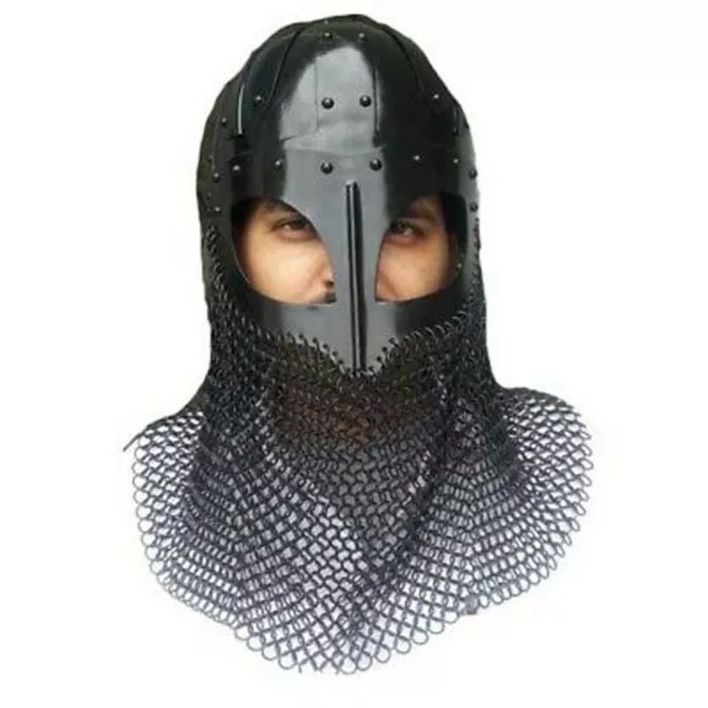 Historical Medieval Viking Helmet Battle Armor+18 G Steel and Chain mail sca