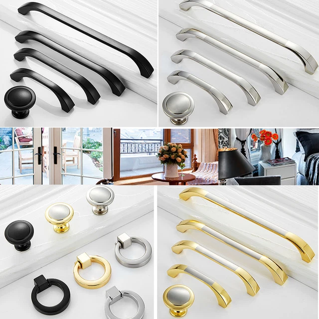 Gold Black Zinc Alloy Door Handles Cupboard Wardrobe Kitchen Cabinet Pulls Knobs