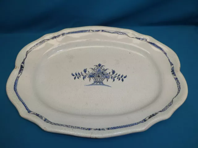 Grand Plat En Faience De Rouen Ou Forges Les Eaux Cul Noir Xix°