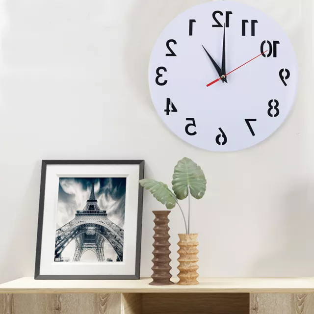 Acrylic Anti Reverse Time Clockwise Counter  Round Wall Clock Need AA Battery