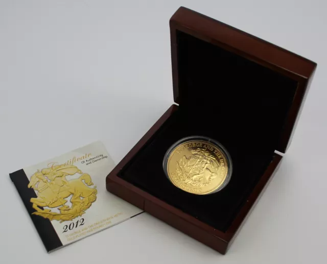 2012 St. George and the Dragon Base Metal Gold Plated £5 coin